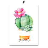 Cactus Plant Succulent Canvas Wall Art Prints Watercolor Unframed - Avenila - Interior Lighting, Design & More