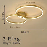 Lámpara de techo de anillos LED circulares dorados - Avenila - Iluminación Interior, Diseño y Más