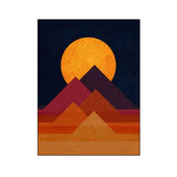 Golden & Red Abstract Setting and Rising Sun Canvas with Mountain Unframed - Avenila - Iluminación Interior, Diseño y Más