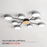 Grey Modern LED Chandelier With Round Gray Metal Lampshades For Living Room - Avenila - Interior Lighting, Design & More