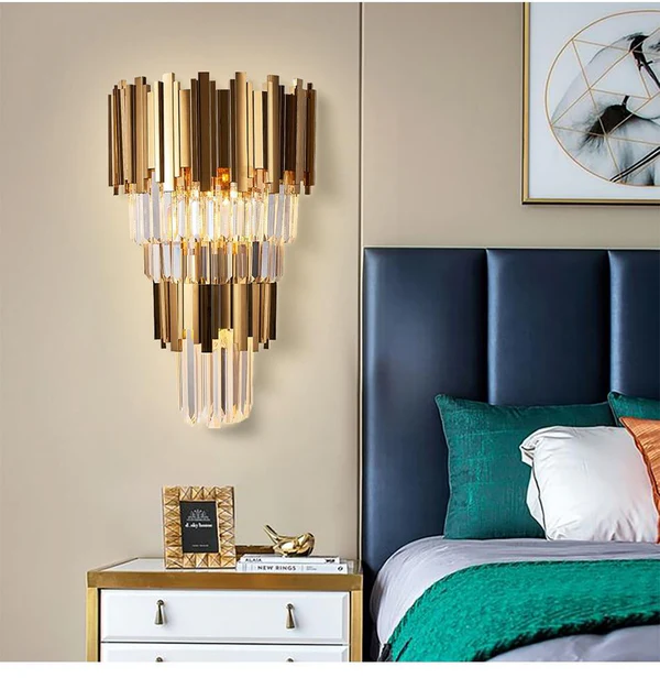 Lámparas de pared modernas de dos niveles, de oro de lujo, electrochapadas, para la iluminación de la cama o del pasillo - Avenila - Iluminación Interior, Diseño y Más