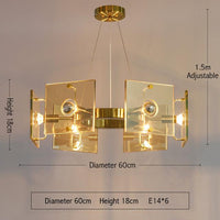 Moderna lámpara de araña dorada de vidrio claro para el comedor Lámparas de araña de dormitorio Lámpara LED - Avenila - Iluminación Interior, Diseño y Más