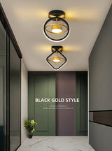 Orbital Modern Luxury Ceiling Hallway Corridor Black White and Gold Light - Avenila - Interior Lighting, Design & More