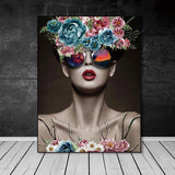 Trippy Abstract Flower Girl With Sunglasses Reflection Poster - Avenila - Iluminación Interior, Diseño y Más