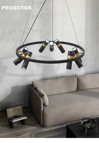 Avenila Black Modern Designer Circle Ring Light Tube Pendant Chandelier - Avenila - Interior Lighting, Design & More