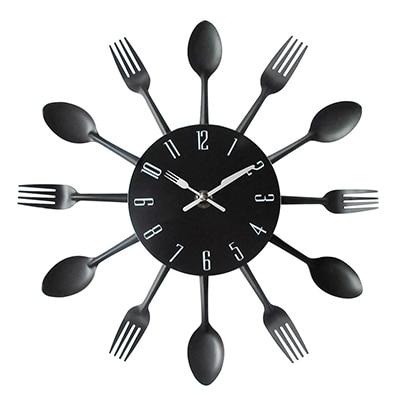 Coutellerie Horloge de cuisine en métal Horloge murale avec cuillère et fourchette Horloge murale créative en quartz - Avenila - Éclairage intérieur, design et plus