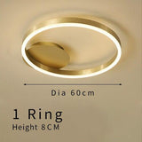 Lustre plafonnier à anneaux LED circulaires dorés - Avenila - Éclairage intérieur, design et plus
