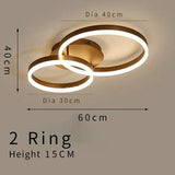 Lustre plafonnier à anneaux LED circulaires dorés - Avenila - Éclairage intérieur, design et plus