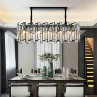 Lustre de luxe rectangulaire en cristal moderne noir 80cm de long et 22cm de large - Avenila - Éclairage intérieur, design et plus