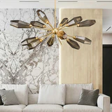 Lustre de salon Spoutnik en verre fumé gris or semi-affleurant de luxe - Avenila - Éclairage intérieur, design et plus