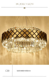 Lustre rectangulaire moderne en or cristal pour salle à manger Chambre à coucher Lustres ronds Luminaires de salon - Avenila - Éclairage intérieur, design et plus