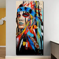 Modern Wall Art Prints Coloful Girl Feathered Women Canvas Painting For Living Room Home Decor free shipping Unframed - Avenila - Interior Lighting, Design & More