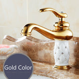 Lavabo en laiton avec robinet de salle de bains en diamant et or