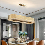 Lustre de cuisine ovale moderne en cristal doré semi-affleurant - Avenila - Éclairage intérieur, design et plus
