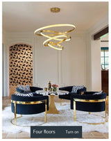Lustre à anneau circulaire en or semi-blanc de luxe - Avenila Luxury Selects - Avenila - Éclairage intérieur, design et plus