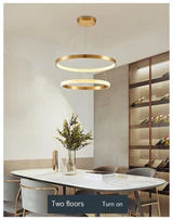 Lustre à anneau circulaire en or semi-blanc de luxe - Avenila Luxury Selects - Avenila - Éclairage intérieur, design et plus