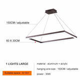 Square Hanging Lamp Modern LED Pendant Lights For Living Room With Remote Dimmable Home Bedroom Lighting Fixture Restaurant Decor - Avenila - Interior Lighting, Design & More