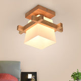 Tatami Plafonnier japonais pour l'éclairage de la maison Abat-jour en verre E27 Lampe de plafond à LED Base en bois Couloirs Luminaires de porche - Avenila - Éclairage intérieur, design et plus