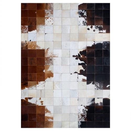 Tappeto patchwork in pelle bovina in stile americano - Avenila - Illuminazione, design e altro ancora