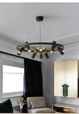 Avenila Black Modern Designer Circle Ring Light Tube Pendant Chandelier - Avenila - Interior Lighting, Design & More