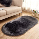 Ellipse Soft Faux Sheepskin Fur Chair Chair Cushion Area Tappeti per camera da letto Shaggy Silky Plush Carpet White Bedside Mat - Avenila - Illuminazione d'interni, Design & More