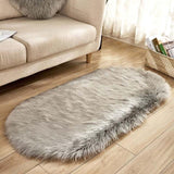 Ellipse Soft Faux Sheepskin Fur Chair Chair Cushion Area Tappeti per camera da letto Shaggy Silky Plush Carpet White Bedside Mat - Avenila - Illuminazione d'interni, Design & More