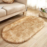 Ellipse Soft Faux Sheepskin Fur Chair Chair Cushion Area Tappeti per camera da letto Shaggy Silky Plush Carpet White Bedside Mat - Avenila - Illuminazione d'interni, Design & More