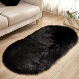 Ellipse Soft Faux Sheepskin Fur Chair Chair Cushion Area Tappeti per camera da letto Shaggy Silky Plush Carpet White Bedside Mat - Avenila - Illuminazione d'interni, Design & More