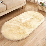 Ellipse Soft Faux Sheepskin Fur Chair Chair Cushion Area Tappeti per camera da letto Shaggy Silky Plush Carpet White Bedside Mat - Avenila - Illuminazione d'interni, Design & More