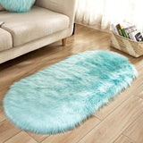 Ellipse Soft Faux Sheepskin Fur Chair Chair Cushion Area Tappeti per camera da letto Shaggy Silky Plush Carpet White Bedside Mat - Avenila - Illuminazione d'interni, Design & More