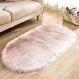 Ellipse Soft Faux Sheepskin Fur Chair Chair Cushion Area Tappeti per camera da letto Shaggy Silky Plush Carpet White Bedside Mat - Avenila - Illuminazione d'interni, Design & More