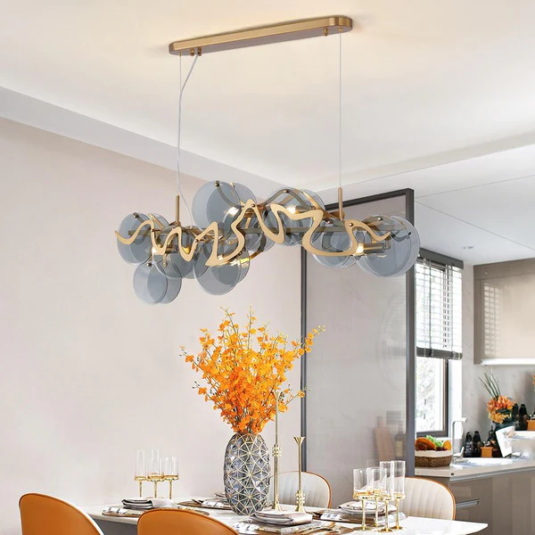 Lampadario da salotto moderno in vetro blu e oro a filo - Avenila - Illuminazione, design e altro ancora