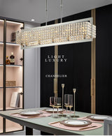 Modern Luxury Clear Crystal Rectangle Chrome Chandelier Lighting Led Lamps Home Decoration Hanging Lamp Indoor Lights Fixture - Avenila - Interior Lighting, Design & More