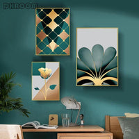 Poster e stampe Golden Modern Modern Minimalistic Wall Art Geometrica Pittura su tela floreale astratta Pittura decorativa nordica - Avenila - Illuminazione d'interni, Design & More