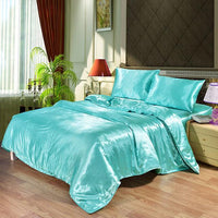 100% Satin Silk Bedding Set Luxury Queen King Size Bed Set Quilt Duvet Cover Linens And Pillowcase - Avenila - Interior Lighting, Design & More