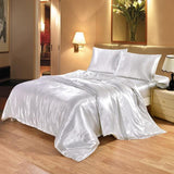 100% Satin Silk Bedding Set Luxury Queen King Size Bed Set Quilt Duvet Cover Linens And Pillowcase - Avenila - Interior Lighting, Design & More