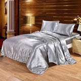 100% Satin Silk Bedding Set Luxury Queen King Size Bed Set Quilt Duvet Cover Linens And Pillowcase - Avenila - Interior Lighting, Design & More