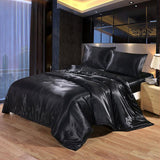 100% Satin Silk Bedding Set Luxury Queen King Size Bed Set Quilt Duvet Cover Linens And Pillowcase - Avenila - Interior Lighting, Design & More