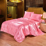 100% Satin Silk Bedding Set Luxury Queen King Size Bed Set Quilt Duvet Cover Linens And Pillowcase - Avenila - Interior Lighting, Design & More