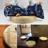 40x7.5cm Natural Straw Round Wooden Yoga or Floor Cushion - Avenila - Interior Lighting, Design & More