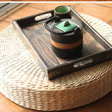 40x7.5cm Natural Straw Round Wooden Yoga or Floor Cushion - Avenila - Interior Lighting, Design & More