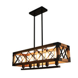 5 Lights Industrial Kitchen Island Light Wood Chandelier Pendant Ceiling Light - Avenila - Interior Lighting, Design & More