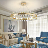 50, 60, 80cm Sofrey Modern Crystal Gold Ring Living Room Chandelier - Avenila - Interior Lighting, Design & More