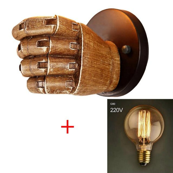 7.5X11cm Creative Wooden Fist Wall Lamp - Avenila - Interior Lighting, Design & More