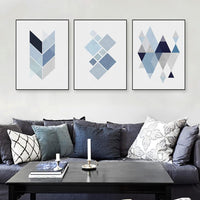Abstract Blue Geometric Shape Art Vintage Print Poster Minimalist Hipster Wall Art Picture Nordic Home Decor Painting No Frame - Avenila - Interior Lighting, Design & More