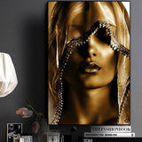 African Art Poster - Gold Woman with Covering Painting - Avenila - Interior Lighting, Design & More