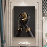 African Art Poster with Gold Jewelry and Cup - Avenila Wall Art - Avenila - Interior Lighting, Design & More