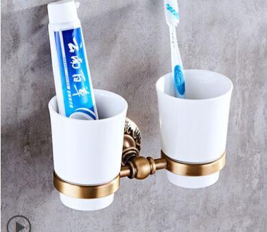 Antique Bronze Luxury Bathroom Accessories Set Toothbrush Holder & Cup –