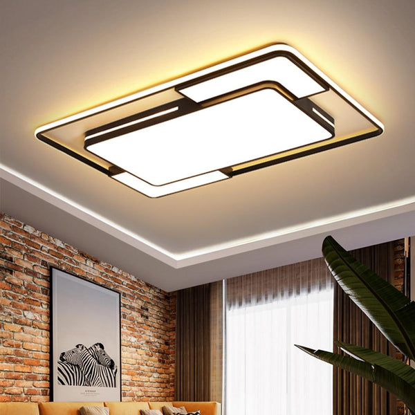 Avenila Modern LED Ceiling Light with Remote Black Dimmable Lamp Squar