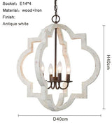AVENILA Vintage Solid Wooden 4 Light Pendant Chandelier - Avenila - Interior Lighting, Design & More
